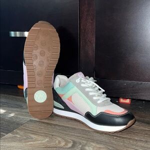 Michael Kors Pink and Green Retro Sneakers